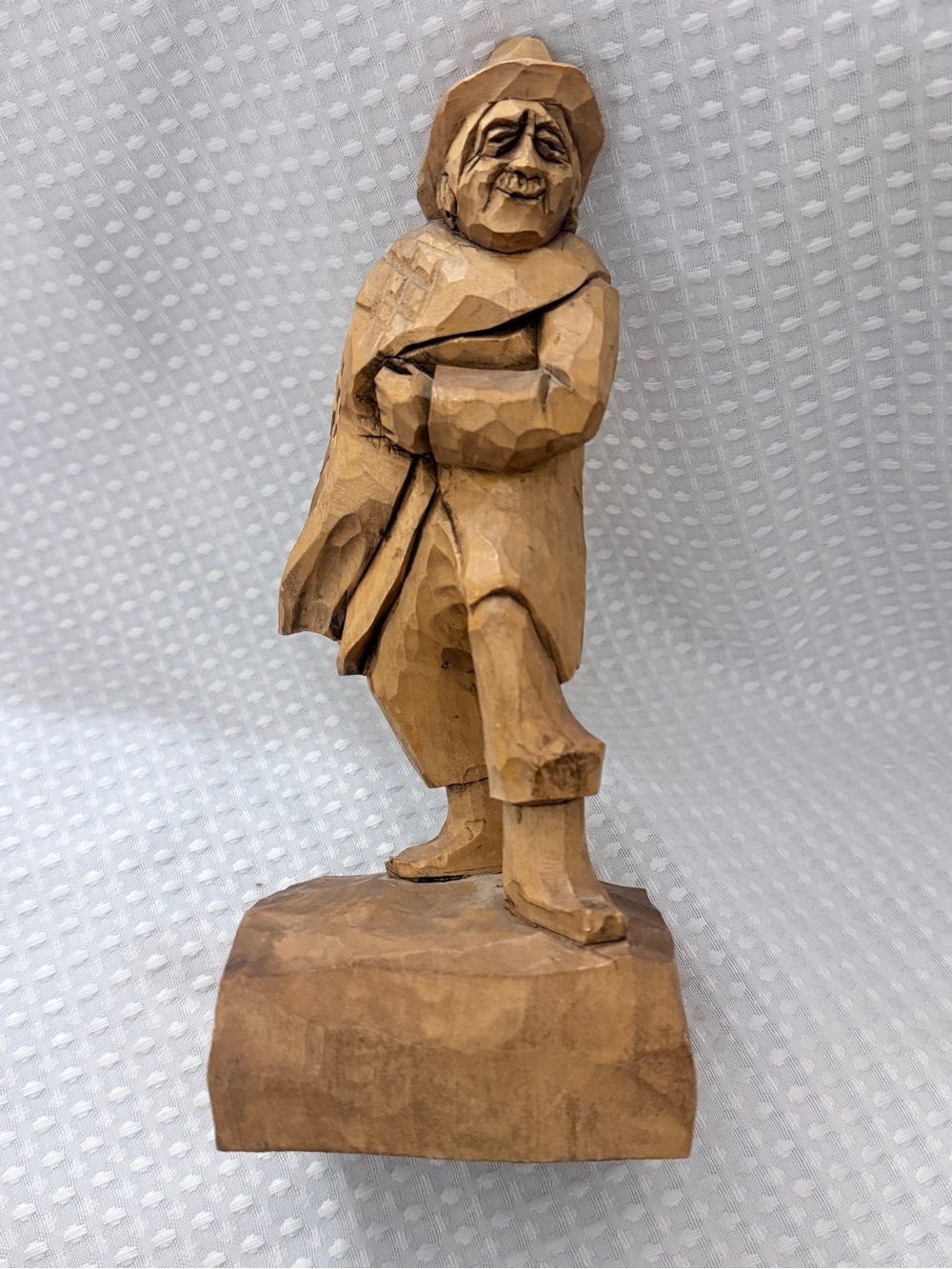Vintage Quebec Folk Art Wood Carving Signed V Fortin